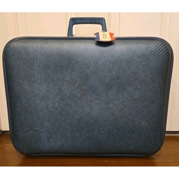 American Tourister Hard Shell Suitcase Luggage Blue With Tag 20.5 X 15.5 Vintage - Picture 1 of 16
